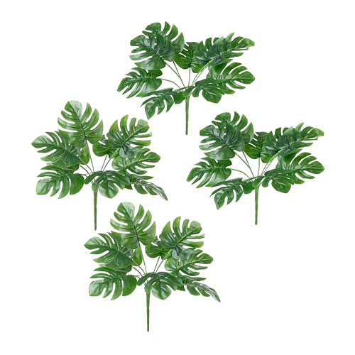 PASCH® 4er Set Monstera ohne Topf (25cm): Kunstpflanzen wie echt | Künstliche Pflanzen | Kunstpflanze ohne Topf | Kunstpflanze klein ohne Topf von PASCH