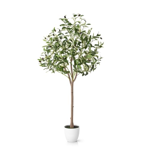PASCH® Künstlicher Olivenbaum (120 cm) - Stilvoll & Naturgetreu | Künstliche Pflanzen groß | Kunstpflanzen groß: Olive Tree | Olivenbaum künstlich groß für EIN mediterranes Ambiente von PASCH
