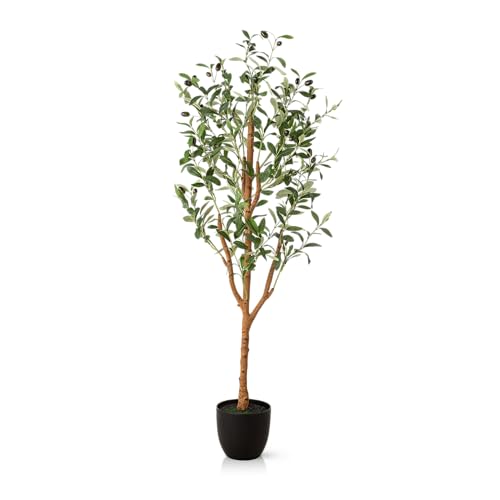 PASCH® Künstlicher Olivenbaum (120 cm) - Stilvoll & Naturgetreu | Künstliche Pflanzen groß | Kunstpflanzen groß: Olive Tree | Olivenbaum künstlich groß für EIN mediterranes Ambiente von PASCH