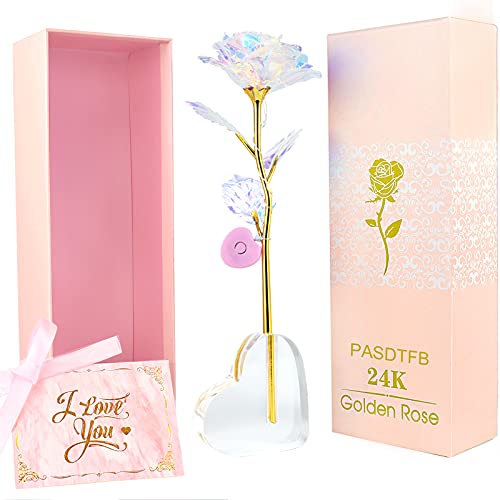 Muttertagsgeschenke für Mama 24K Gold Vergoldete Rose Geschenke für Frauen Ewige Rose Galaxy Rose Infinity Rosen Leuchtende Rose Geburtstagsgeschenk für Mama Freundin Oma Hochzeit Jahrestag Weihnachts von PASDTFB