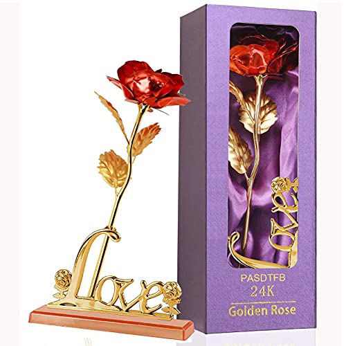 24k Gold Rose Geschenke für Frauen Rose Vergoldete Geburtstagsgeschenk für Frauen Handgefertigt Konservierte Rose Geschenke für Mama Freundin Schwester Muttertags Valentinstag Jahrestag Galaxy Rose von PASDTFB