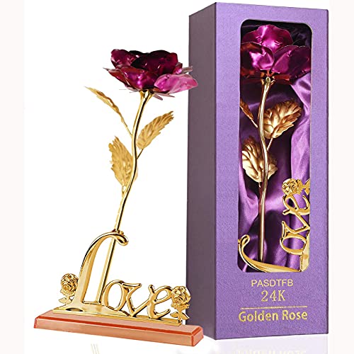 Geburtstagsgeschenk für Frauen 24k Gold Vergoldete Rose Geschenke für Frauen Ewige Rose Geburtstagsgeschenk für Mama Geschenk für Freundin Mädchen Schwester Jahrestag Hochzeits Weihnachten Muttertag von PASDTFB