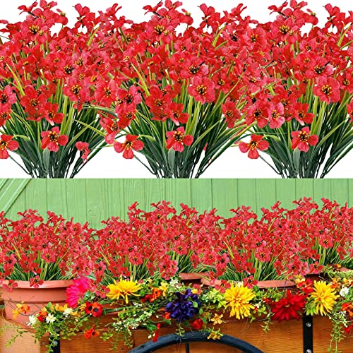 Kunstblumen für den Außen 12 Stück UV-beständige Künstliche Pflanze Sträucher Zweig Kunstblumen Unechte Blumen Innen Draussen Künstliche Violett Blumen für Garten Balkonkasten Zuhause Fenster (Rot) Kunstblumen für den Außen 12 Stück UV-beständige Künstliche Pflanze Sträucher Zweig Kunstblumen Unechte Blumen Innen Draussen Künstliche Violett Blumen für Garten Balkonkasten Zuhause Fenster (Rot) von PASDTFB