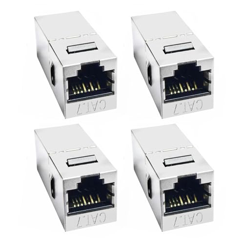 PASHFSA 4 Stück Cat7 8P8C Inline Geschirmte Modulkupplung Buchse Buchse Netzwerkkabelanschlüssen von PASHFSA