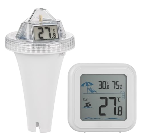 Kabelloser Schwimmender Poolthermometer mit 3 LCD-Displays | Außen-Wassertemperaturmesser für Schwimmbad, Aquarium, Teich (Upgraded Model) von PASIVOLE