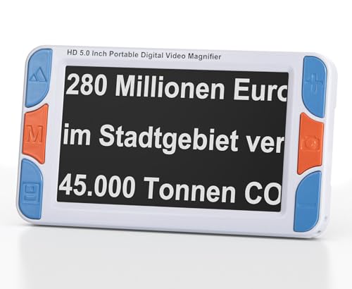 Tragbare 5 Zoll HD Digitale Lupe für Sehschwäche, Elektronische Leselupe | 3x-48x Digital Zoom | 26 Farbmodi & HDMI-Ausgang von PASIVOLE