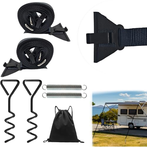 PASLFC Sturmband Markise Set, Sturmband für Vorzelt, Markisen Sturmsicherung Wohnmobil, Sturmbänder für Markisen,Sturmbänder Markise, Wohnwagen hold down Side kit mit Sturmleine PASLFC Sturmband Markise Set, Sturmband für Vorzelt, Markisen Sturmsicherung Wohnmobil, Sturmbänder für Markisen,Sturmbänder Markise, Wohnwagen hold down Side kit mit Sturmleine von PASLFC