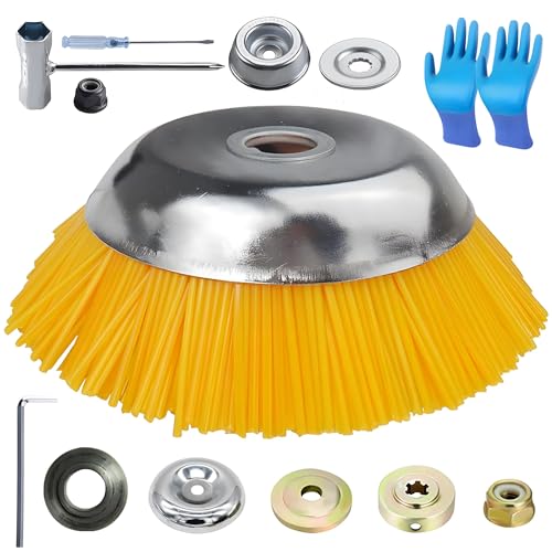 Unkrautbürste Nylonbürste, Unkrautbürste Wildkrautbürste, Nylonbürste Freischneider, Nylon UnkrautbüRstenkopf, Nylon-Borsten 200 mm x 25,4 mm, für Rasentrimmer, Motorsense, Unkraut Moosentfernung von PASLFC
