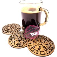 Vegvisir Kompass Untersetzer Aus Der Wikinger Mythologie 4 Stück/Set von PASMYUIMOBSRL