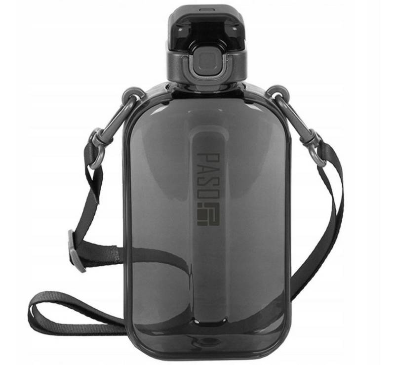 PASO Trinkflasche Trinkflasche 750ml BPA-frei Grau mit Tragegurt BeUniq Sportflasche von PASO