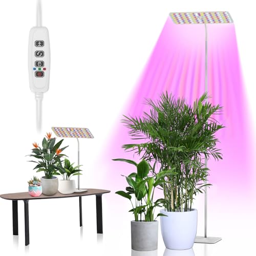 Grow Lampe mit Ständer, Vollspektrum Pflanzenlicht mit 70-180cmHöhenverstellbar & 3 Beleuchtungsmodi, Automatischer Ein/Aus-Timer 3/9/12H, Wachstumslampe für Pflanzen (126LEDs) von PASONOMI