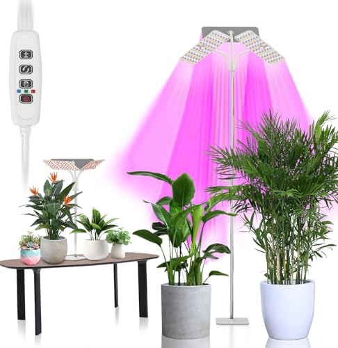 Grow Lampe mit Ständer, Vollspektrum Pflanzenlicht mit 70-180cmHöhenverstellbar & 3 Beleuchtungsmodi, Automatischer Ein/Aus-Timer 3/9/12H, Wachstumslampe für Pflanzen (378LEDs) von PASONOMI