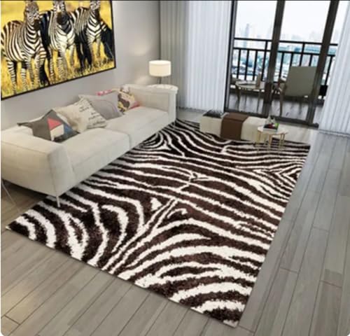 Leopard Zebra Teppich Home Area Teppich Eingangstür Matte Teppiche Für Schlafzimmer Teppich Wohnzimmer Schlafzimmer Dekor Anti-Rutsch-Matten 80X120Cm von PASPRT