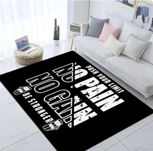 No Pain No Gain Gym Fußmatte Badezimmermatte Anti-Rutsch Wasser Absorbieren Langer Streifen Kissen Bedroon Matte Fußmatte 60X90Cm von PASPRT