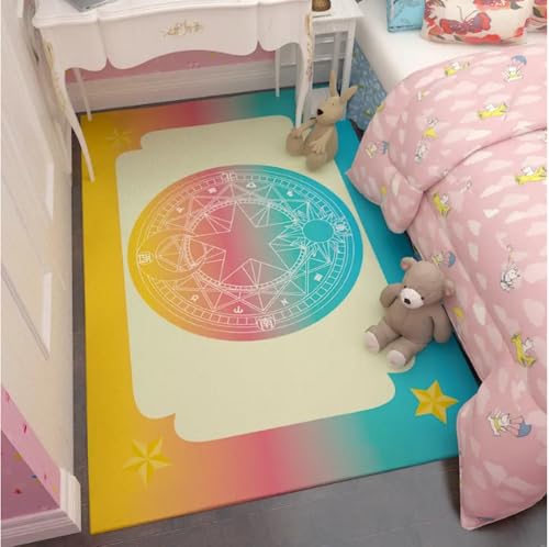 PASPRT Cartoon Tarot Karten Magic Card Array Teppich Sofa Rechteckig Schlafzimmer Wohnzimmer Nachttisch Anime Teppich Kawaii Dekor 100X160Cm von PASPRT