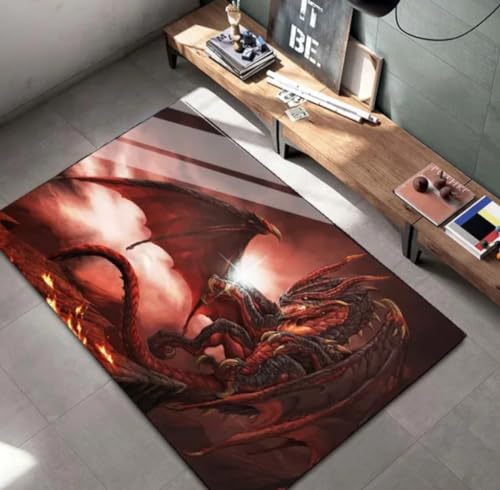 PASPRT Fantasy Dragon Teppich Wohnzimmer Teetischset Schlafzimmer Teppich Anti-Rutsch Fußmatten Haushalt Bereich Matte Home Teppich 160X230Cm von PASPRT