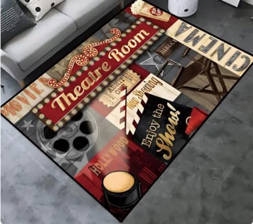 PASPRT Filmabend Bereich Teppich Heimkino Film Kunst Teppiche Kino Teppich rutschfest Zuhause Für Schlafzimmer Wohnzimmer Spielzimmer 80X150Cm von PASPRT