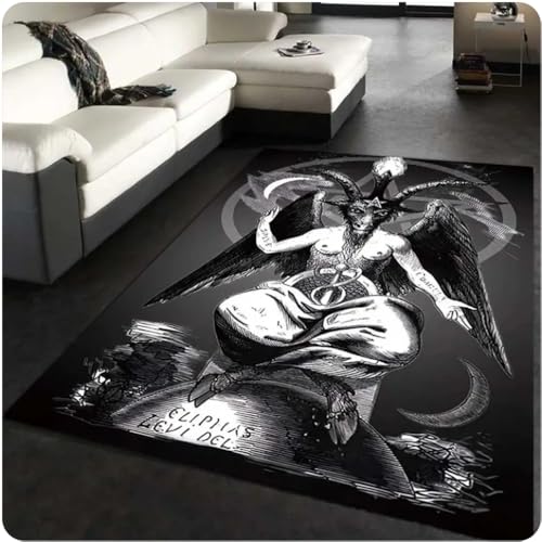 PASPRT Gothic Schädel Mond Pentagramm Altar Teppich Für Wohnzimmer Dekor Sofa Tisch Bereich Teppiche Schlafzimmer Antirutsch Bodenmatte 80X150Cm von PASPRT