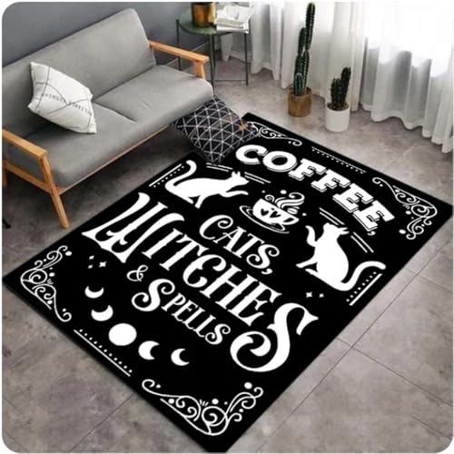 PASPRT Halloween Kaffee Katze Teppich Für Wohnzimmer Dekor Sofa Tisch Bereich Teppiche Schlafzimmer Nachttisch Fußpolster Eingang Fußmatte 60X90Cm von PASPRT