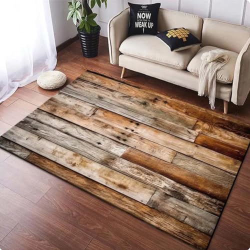 PASPRT Holzteppich Teppich Für Schlafzimmer Küchenmatte Auf Dem Boden Wohnzimmer Tisch Teppich Rutschfester Badezimmerbereich Teppich Wohnkultur 120X160Cm von PASPRT