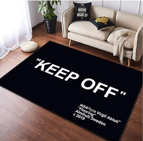PASPRT Keep Off Teppich Schwarz Weiß 100x160cm von PASPRT