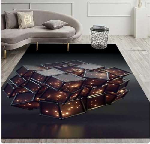 PASPRT Magic Carpets Cube Teppiche Teenager Schlafzimmer Teppich Wohnzimmer Sofa Teppich Flur Anti-Rutsch Tür Matte Küche Fußmatte 160X230Cm von PASPRT