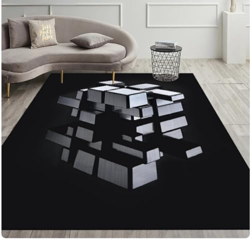 PASPRT Magic Carpets Cube Teppiche Teenager Schlafzimmer Teppich Wohnzimmer Sofa Teppich Flur Anti-Rutsch Tür Matte Küche Fußmatte 160X230Cm von PASPRT