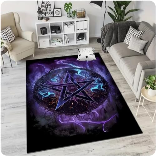 PASPRT Pentagramm Teppich Für Wohnzimmer Dekor Sofa Tischbereich Teppiche Küche Flur Balkon Teppiche Bad Anti-Rutsch Fußmatte 140X200Cm von PASPRT