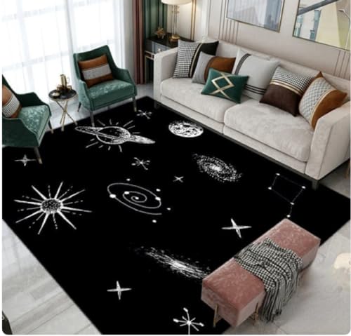 PASPRT Raumfahrt Stil Raumdekoration Teenager Schlafzimmer Weiche Teppiche Zuhause Wohnzimmer Teppich Sofa Couchtisch Fußmatte 140X200Cm von PASPRT