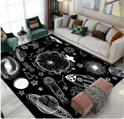 PASPRT Raumfahrt Stil Raumdekoration Teenager Schlafzimmer Weiche Teppiche Zuhause Wohnzimmer Teppich Sofa Couchtisch Fußmatte 200X300Cm von PASPRT