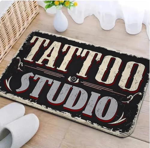 PASPRT Tattoo Shop Matte Indoor Willkommen Fußmatte Badezimmer Schlafzimmer Küche Teppich rutschfest Flur Veranda Eingangsteppich 200X300Cm von PASPRT
