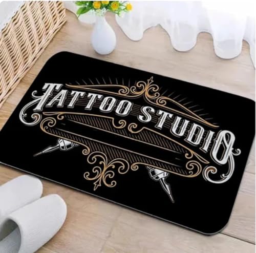 PASPRT Tattoo Shop Matte Indoor Willkommen Fußmatte Badezimmer Schlafzimmer Küche Teppich rutschfest Flur Veranda Eingangsteppich 200X300Cm von PASPRT