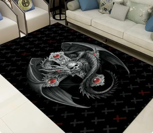 PASPRT Teppich Cartoon Drache Bereich Teppich, Wohnzimmer Teppiche Schlafzimmer Türmatte, Küche Badezimmer rutschfeste Fußmatte 140X200Cm PASPRT Teppich Cartoon Drache Bereich Teppich, Wohnzimmer Teppiche Schlafzimmer Türmatte, Küche Badezimmer rutschfeste Fußmatte 140X200Cm von PASPRT