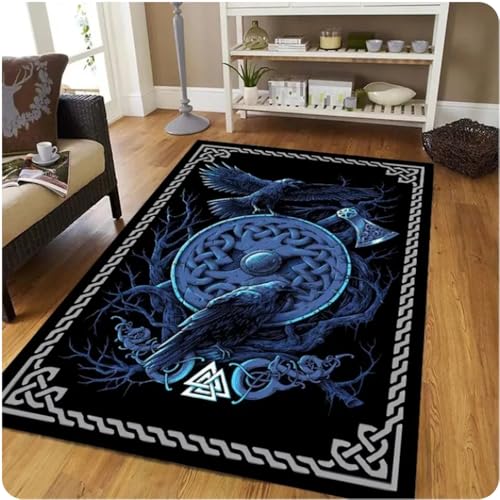 PASPRT Wikinger Tarot Hexerei Teppich Für Wohnzimmer Dekor Sofa Tisch Bereich Teppiche Schlafzimmer Nachttisch Anti-Rutsch Bodenmatte 60X90Cm von PASPRT