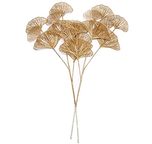 PASYOU Künstliche Pflanzen für Weihnachtsdekoration, goldenes Kunststoffgras, künstliche Sträucher, Aprikosenblätter, für drinnen und draußen, Zuhause, Garten, Party, Hotel, Veranda, Gold, 2 Stück von PASYOU