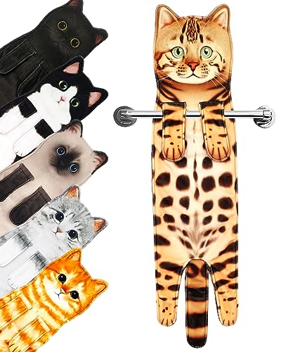 PAT JUUMG Lustig Katzen Handtücher,Küche Badezimmer Deko Handtuch Personalisiert,Ultrasaugstark,Für Geschenk Katzenliebhaber Geburtstags,Einweihungsgeschenk für Frauen（Leopard Katze） von PAT JUUMG