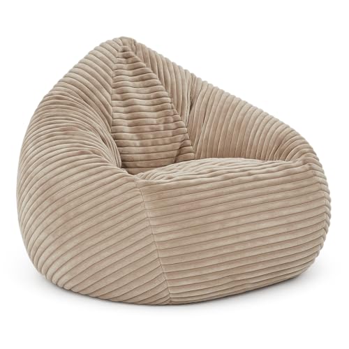 Cordino Drop Sitzsack aus Breitcord –Bodensitzsack mit EPS-Füllung – Bequemer Lounge-Sessel für Erwachsene & Kinder – 2 Größen – Stylischer Cord Sitzsack mit Reißverschluss (Latte Macchiato, L) von PATCH HOME