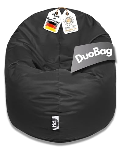 PATCH HOME 2 in 1 Funktion Sitzsack Sessel Bean Bag Sitzsäcke Gaming mit Reißverschluss bereits befüllt - Ø 100cm - Schwarz von PATCH HOME