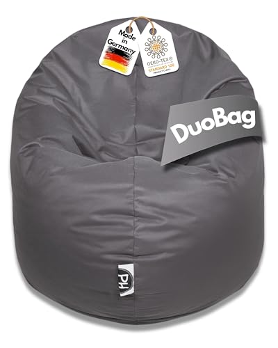 PATCH HOME 2 in 1 Funktion Sitzsack Sessel Bean Bag Sitzsäcke Gaming mit Reißverschluss bereits befüllt - Ø 145cm - Anthrazit von PATCH HOME