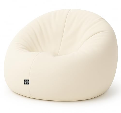 PATCH HOME 2 in 1 Funktion Sitzsack Sessel Bean Bag Sitzsäcke Gaming mit Reißverschluss bereits befüllt - Ø 145cm - Creme von PATCH HOME