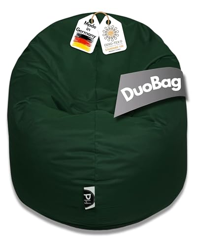 PATCH HOME 2 in 1 Funktion Sitzsack Sessel Bean Bag Sitzsäcke Gaming mit Reißverschluss bereits befüllt - Ø 145cm - Dunkelgrün von PATCH HOME