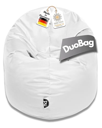 PATCH HOME 2 in 1 Funktion Sitzsack Sessel Bean Bag Sitzsäcke Gaming mit Reißverschluss bereits befüllt - Ø 145cm - Weiss von PATCH HOME