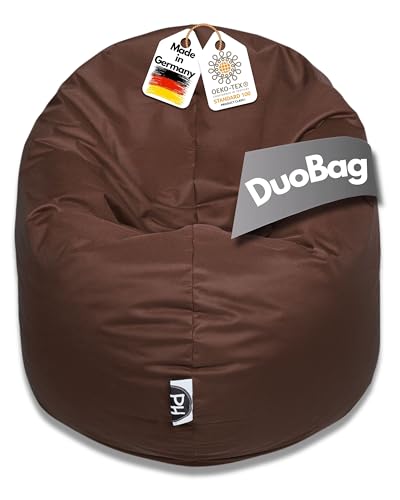 PATCH HOME 2-in-1 Sitzsack Sessel - Gaming Bean Bag mit Reißverschluss - Bereits befüllt, Ergonomisch & Robust für Kinder & Erwachsene - Indoor & Outdoor, Wetterfest (Braun, 155cm) von PATCH HOME