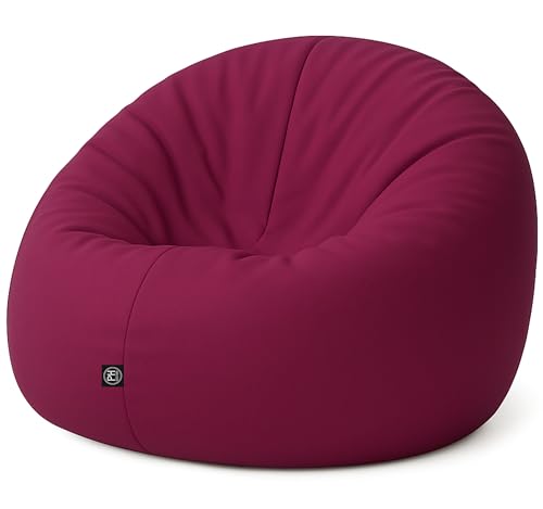 PATCH HOME 2-in-1 Sitzsack Sessel - Gaming Bean Bag mit Reißverschluss - Bereits befüllt, Ergonomisch & Robust für Kinder & Erwachsene - Indoor & Outdoor, Wetterfest (Weinrot, 155cm) von PATCH HOME