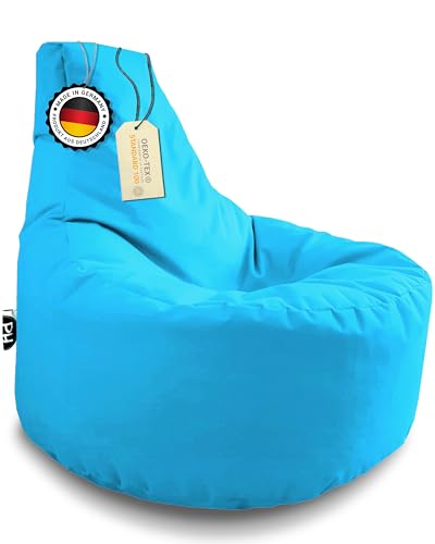 PATCH HOME Gamer Kissen & Lounge Sitzsack Sessel Sitzkissen Sitzsäcke Gaming, befüllbar mit Reißverschluss, fertig mit Styropor Füllung befüllt, In & Outdoor geeignet (Ø 75cm x Höhe 80cm, Aqua) von PATCH HOME