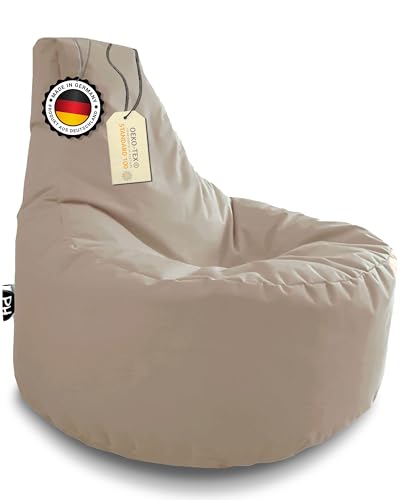 PATCH HOME Gamer Kissen & Lounge Sitzsack – befüllbar mit Reißverschluss, gefüllt mit Styropor, geeignet für In- & Outdoor. Perfekt als Gaming Sessel Sitzkissen (Beige, Ø 65cm x Höhe 70cm Junior) von PATCH HOME