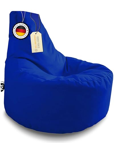 PATCH HOME Gamer Kissen & Lounge Sitzsack Sessel Sitzkissen Sitzsäcke Gaming, fertig mit Styropor Füllung befüllt In & Outdoor geeignet (Blau, Ø 65cm x Höhe 70cm Junior) von PATCH HOME