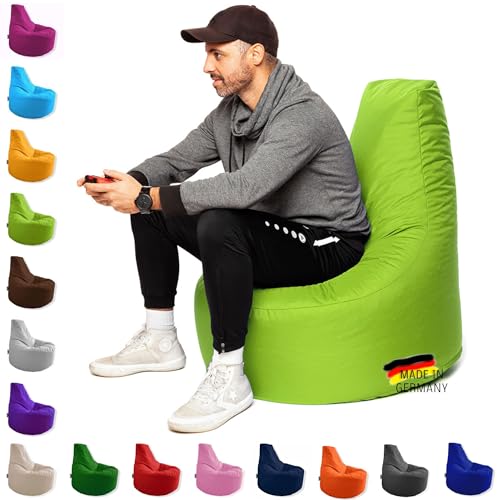 PATCH HOME Gamer Kissen & Lounge Sitzsack Sessel Sitzkissen Sitzsäcke Gaming, fertig mit Styropor Füllung befüllt In & Outdoor geeignet (Kiwi, Ø 65cm x Höhe 70cm Junior) von PATCH HOME