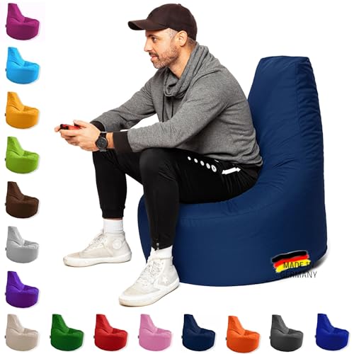 PATCH HOME Gamer Kissen & Lounge Sitzsack Sessel Sitzkissen Sitzsäcke Gaming, fertig mit Styropor Füllung befüllt In & Outdoor geeignet (Marine, Ø 65cm x Höhe 70cm Junior) von PATCH HOME