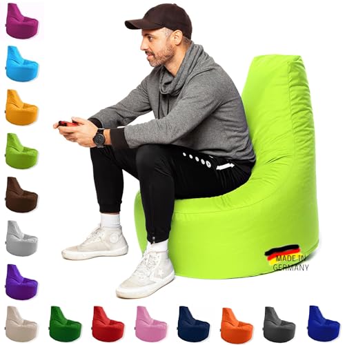 PATCH HOME Gamer Kissen & Lounge Sitzsack Sessel Sitzkissen Sitzsäcke Gaming, fertig mit Styropor Füllung befüllt In & Outdoor geeignet (Neon Gelb, Ø 65cm x Höhe 70cm Junior) von PATCH HOME